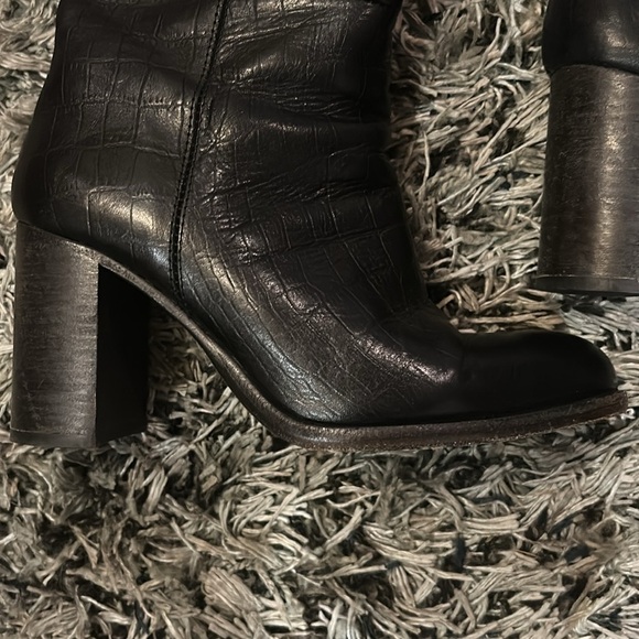 Free People Grayson Black Crocodile Embossed Leather Tall Boot 36 1/2 - Picture 10 of 12